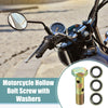 Motorcycle 2 x Sets M8x1 32mm 4-Hole Hollow Bolt Screws with Washer