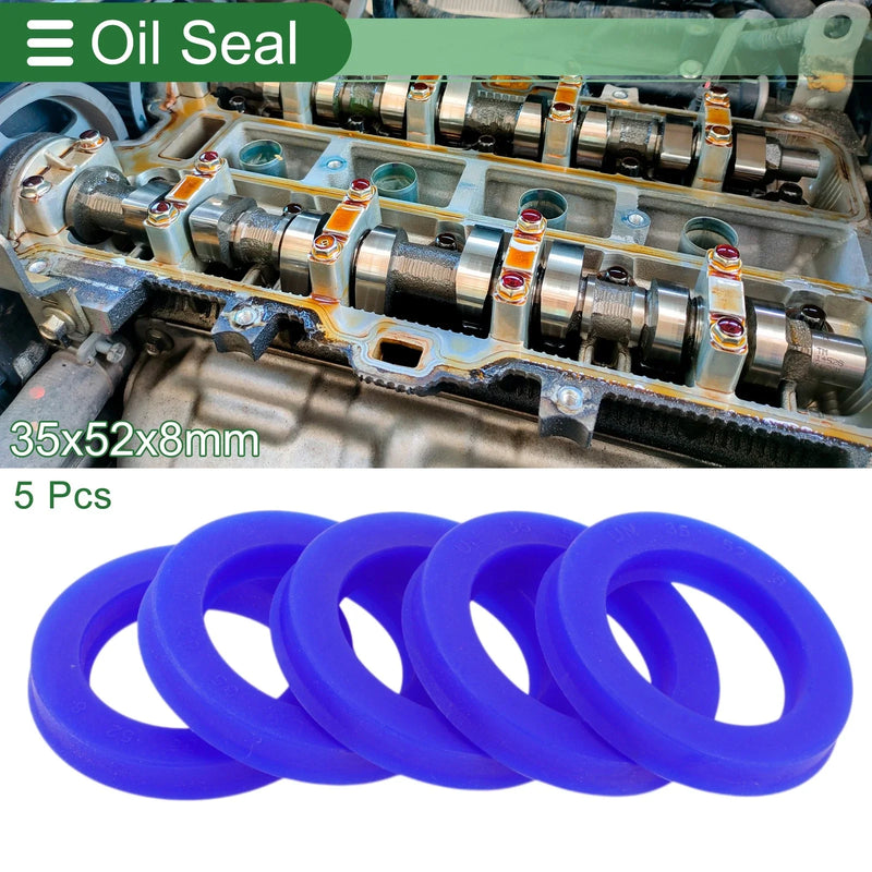 Make Model Oil Seal / 35x52x8mm / TPU Rotary Shaft Seal Blue 5 Pcs