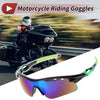 1 x Motorcycle Riding Goggles Green Lens Black Frame PC Cycling Sunglasses