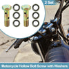 Motorcycle 2 x Sets M8x1 32mm 4-Hole Hollow Bolt Screws with Washer