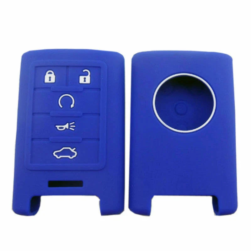 Cadillac ATS SRX 1pc Blue Silicone FOB Cover Remote Key Case 5 Buttons fit