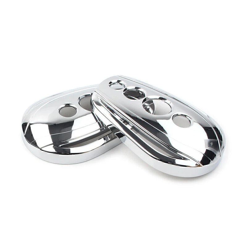 Harley Dyna Softail Sportster Chrome Oval Rear View Mirror Covers