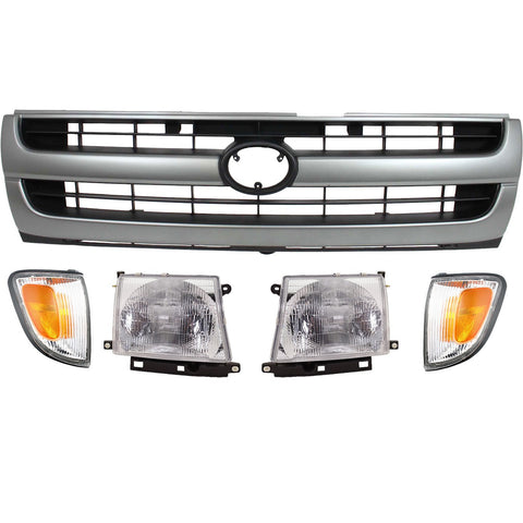 Halogen Headlight Grille Assembly Kit For 1997-2000