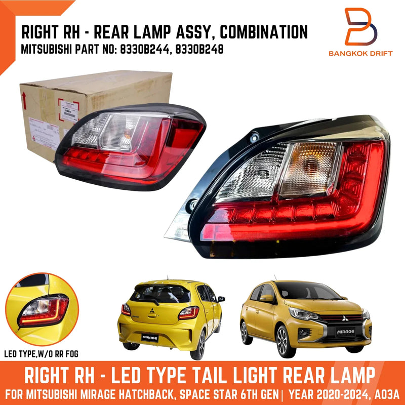 MITSUBISHI MIRAGE HATCHBACK RIGHT RH LED TAIL LAMP REAR LIGHT (20-24)