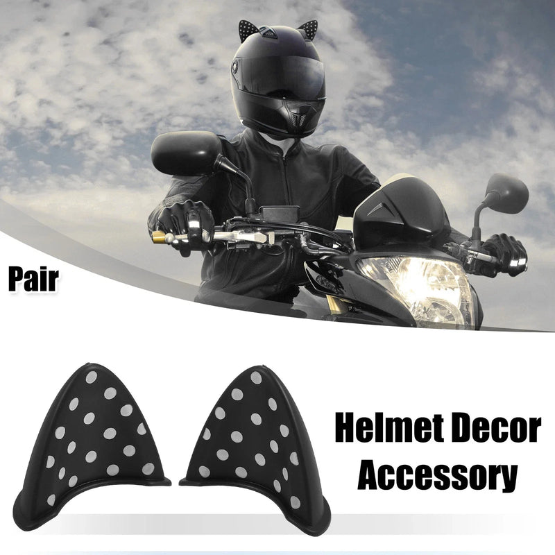 Helmet Decoration Black Pair Motorcycle Self Adhesive TPU Cat Ears Shape