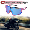 Motorcycle Riding Goggles Blue Pink with Blue and White Dots