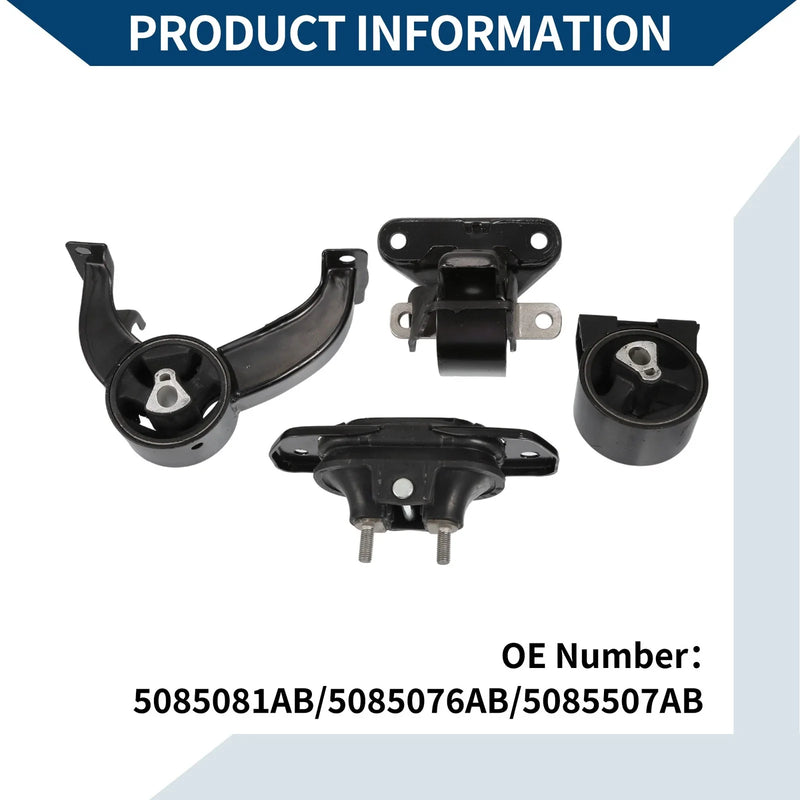 Dodge Avenger 2.4L Engine Motor Trans Mount Set (2008-2014)