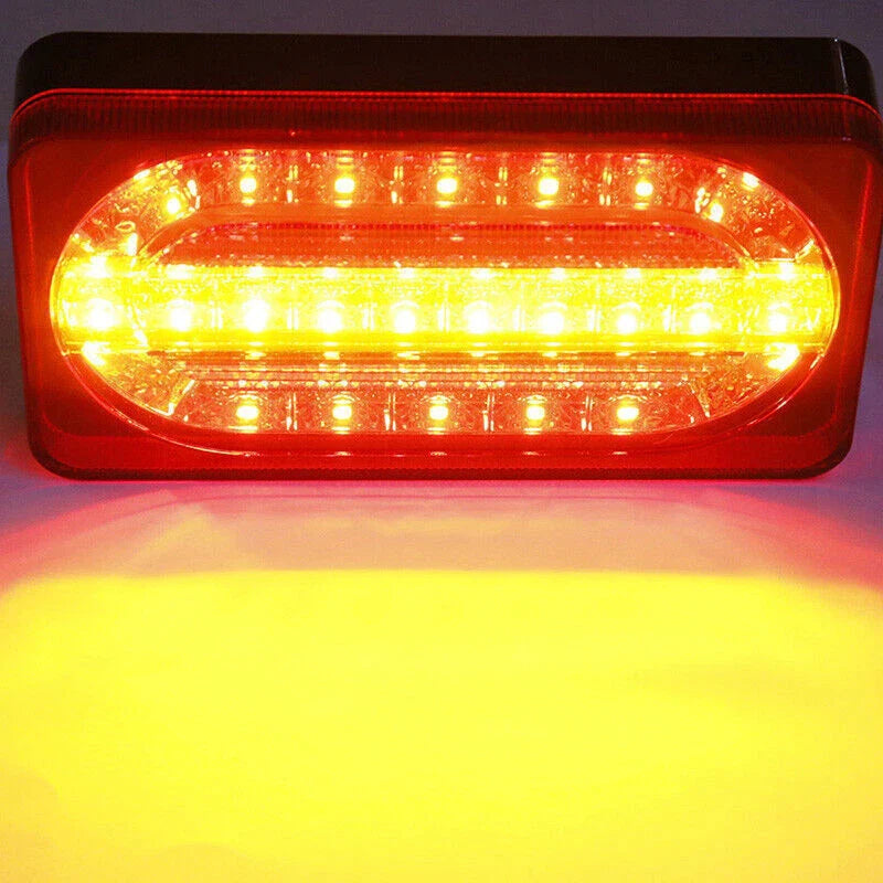 2 x 6" RV Trailer Truck Amber & Red 24 LED Mount Stop Turn Tail Brake Light