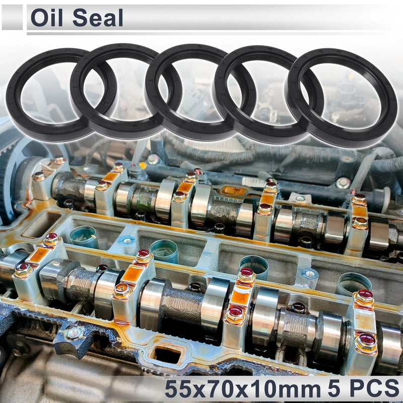 Oil Seal / 55x70x10mm / Seal Ring Rotary Shaft NBR Rubber Black 5 Pcs