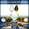 Motorcycle Black Gold Tone Plastic M8/M10 Rear View Mirrors