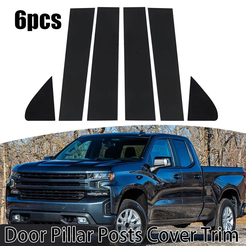 Chevy Silverado GMC Sierra 1500 Black Window Trim Pillar Posts (2019-2022)