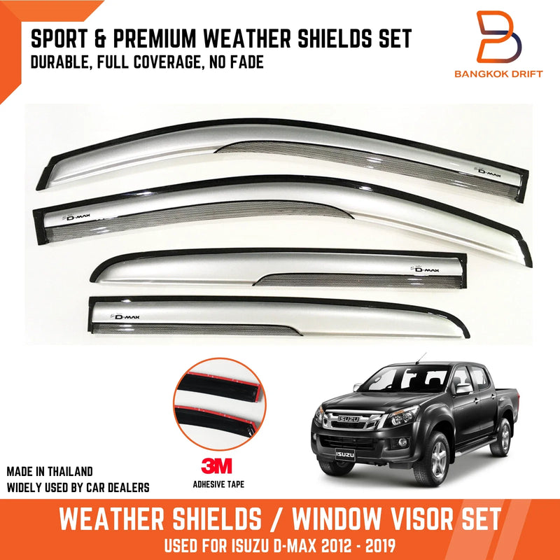Isuzu D-Max Silver Visor Rain Shield Wind Deflector (2012-2019)