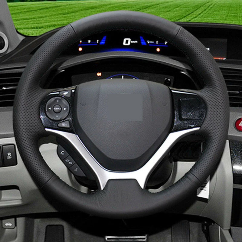 Honda Civic Black Leather Steering Wheel Cover (2011-2015)