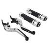 Kawasaki ZX14R Silver Extendable Brake Clutch Levers Grips Set (2006-2023)