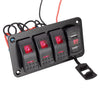 RV Car Marine 3 Gang Rocker Toggle Switch Panel Dual USB Port (2010-2023)