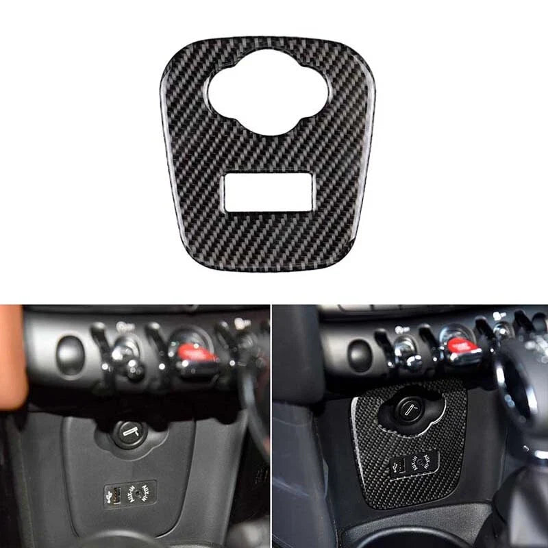 Mini Cooper F55 F56 Carbon Fiber Cigarette Lighter Device Sticker Trim Fit