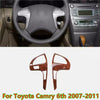 Toyota Camry Wood Grain Steering Wheel Button Frame Trim Cover (2007–2011)