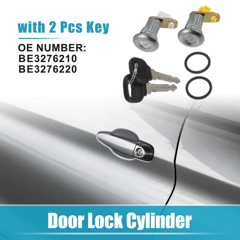 Mazda B2200 (1986-1993) - Silver Tone Black 1 Set Door Lock Cylinder
