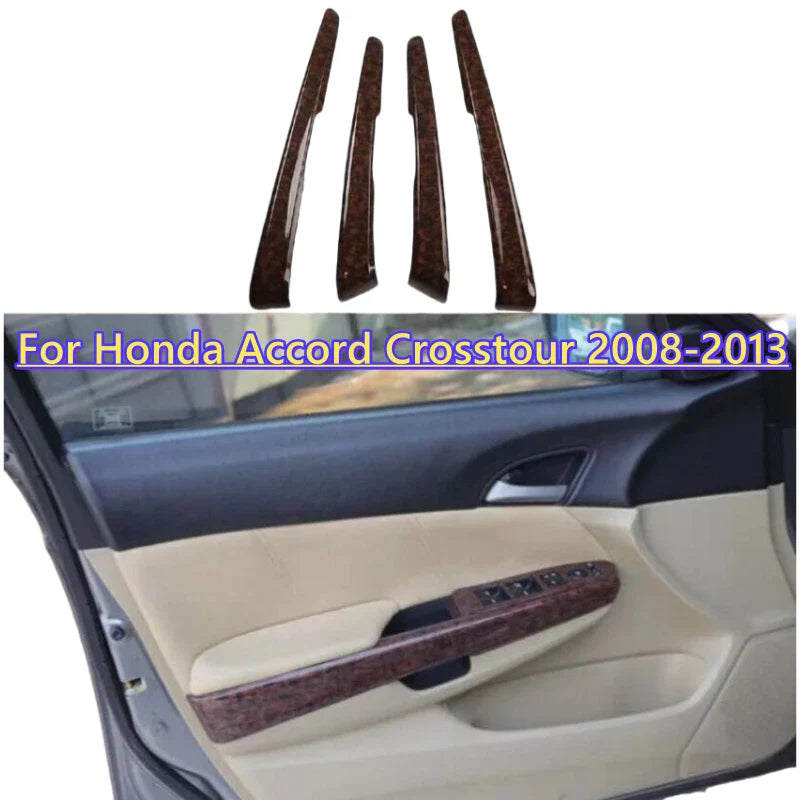 Honda Accord Crosstour 4x Inner Door Panel Strip Wood Grain Trim (2008–2013)