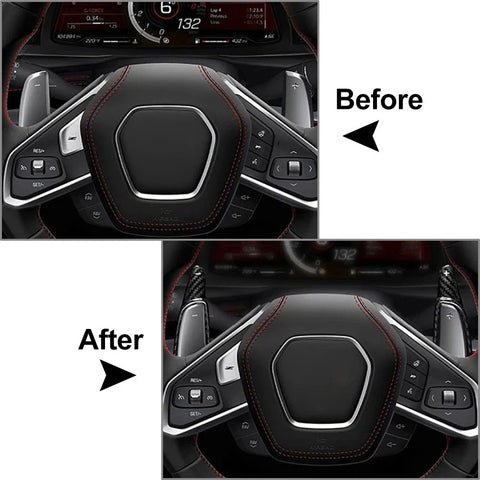 Chevrolet Corvette Carbon Fiber Black Steering Wheel Shift Paddle (2020-2022)