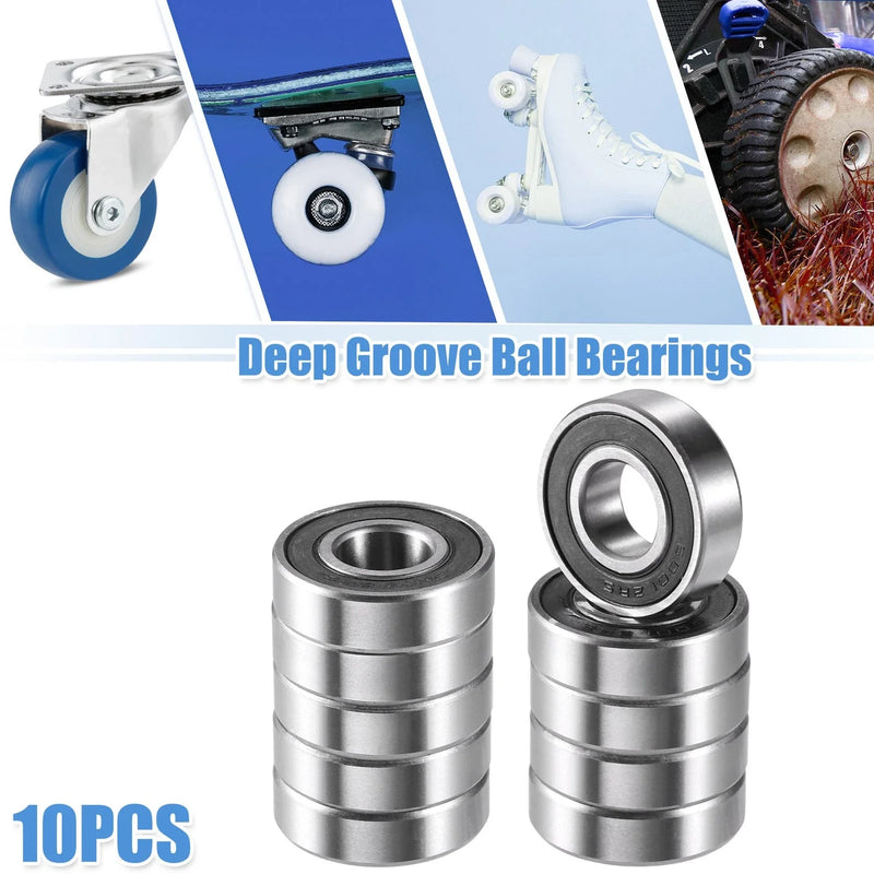 Car 10 x 12x28x8mm Double Rubber Seal Deep Groove Ball Bearings