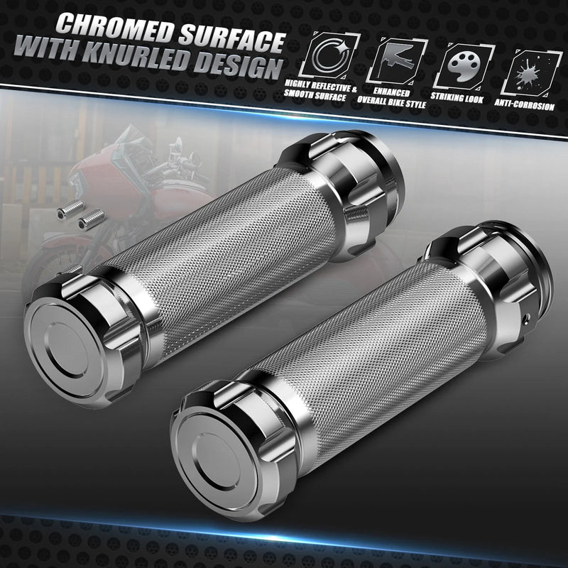 Harley Road King Classic Chrome Handlebar Grips (2008-2013)