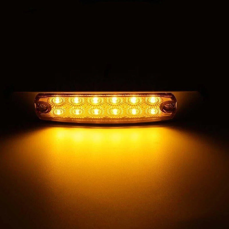 Truck Trailer 12V 4X Amber 12 LED Sealed Side Marker Clearance Lights