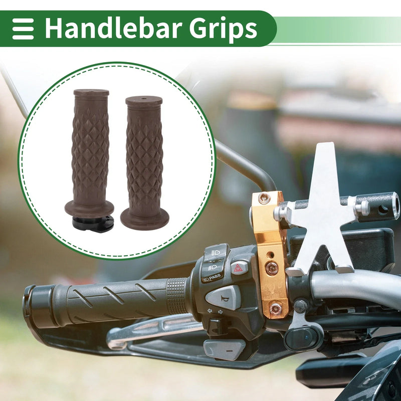 Motorcycle Rhombus TPU Dark Brown 7/8" 22mm Hand Grips Cover Kit