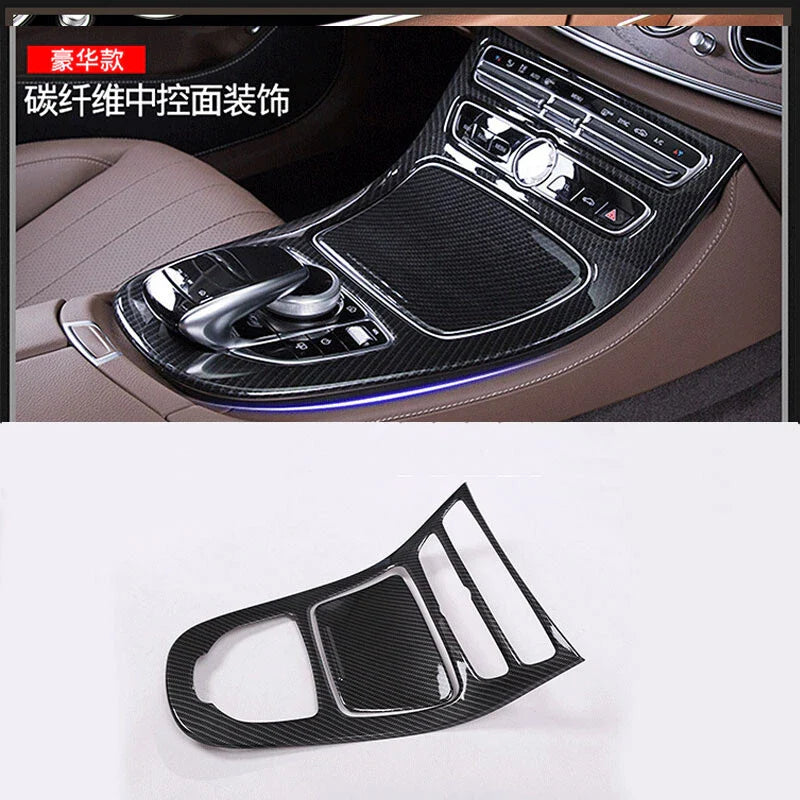 Benz E-Class W213 2016-2018 Carbon Style Console Gear Shift Cover Trim Fit