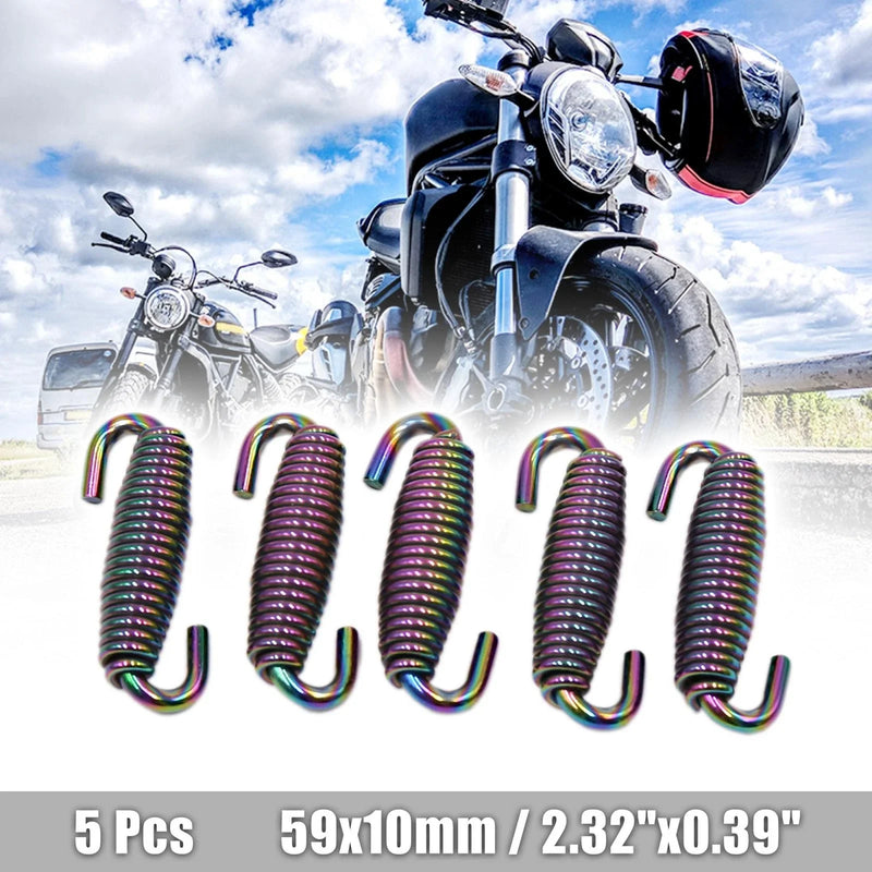 Motorcycle 5pcs 59mm Multicolor Swivel Muffler Exhaust Pipe Spring