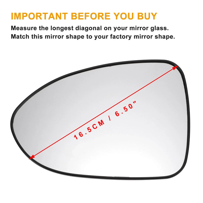 KIA Rio Left Side White Mirror Glass w/ Back (2012-2016)