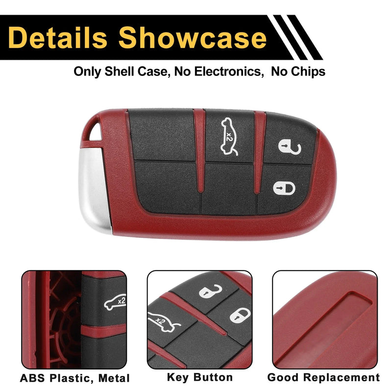 Dodge Charger (2017) Black Red 3 Button Key Fob Shell Case
