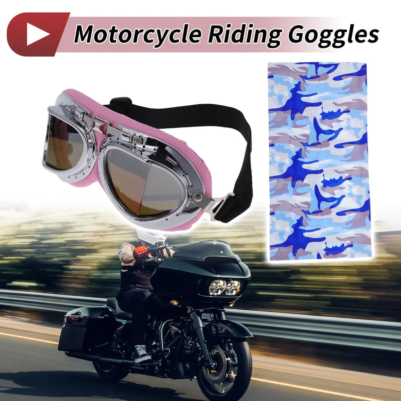 Cycling Sunglasses Set / 1 / Motorcycle Riding Goggles Multicolour Lens Pink Frame