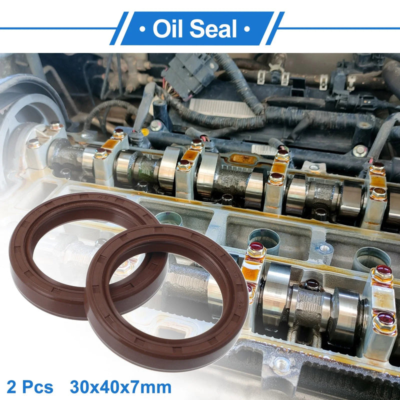 Oil Seal 30x40x7mm Brown 2 Pcs Seal Ring Rotary Shaft Seal FKM Rubber