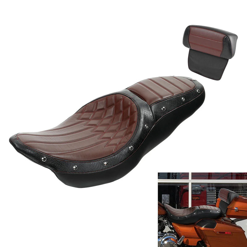 Harley Touring Seat Backrest Brown Black Driver Rider Passenger (2014-2023)