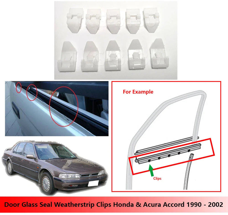 Honda & Acura Accord 10 x Door Glass Seal Clips (1990-2002)