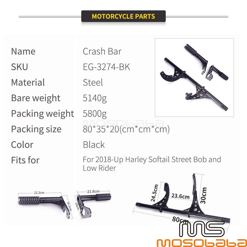 Harley Softail FXLR Street Bob Highway Crash Bar Passenger Pegs (2018-22)