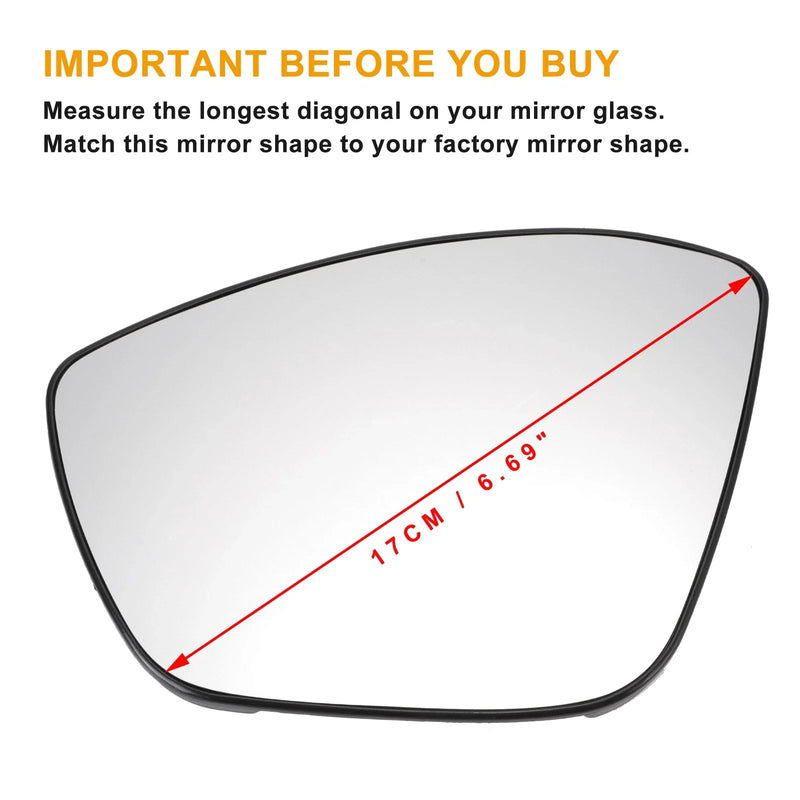 Peugeot 208, 308 Left Side White Heated Mirror Glass (2012-2023)