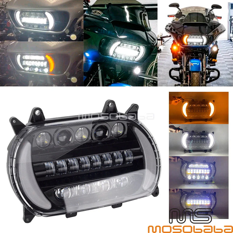 Harley FLTR Road Glide LED Front Headlight Turn Signal & Running Light (15-23)
