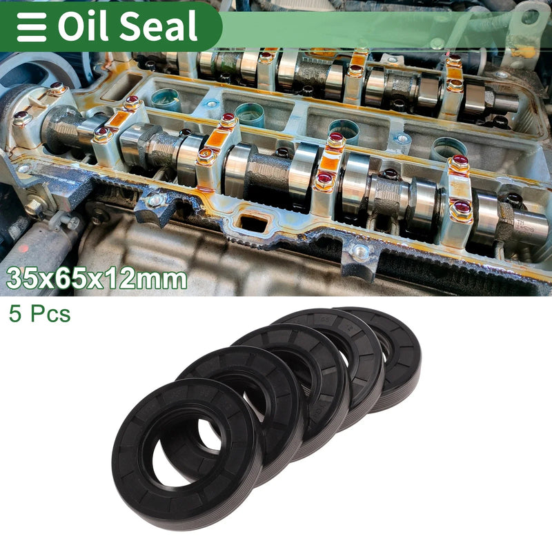 Oil Seal 35x65x12mm 5 Pcs NBR Rubber High Pressure Black