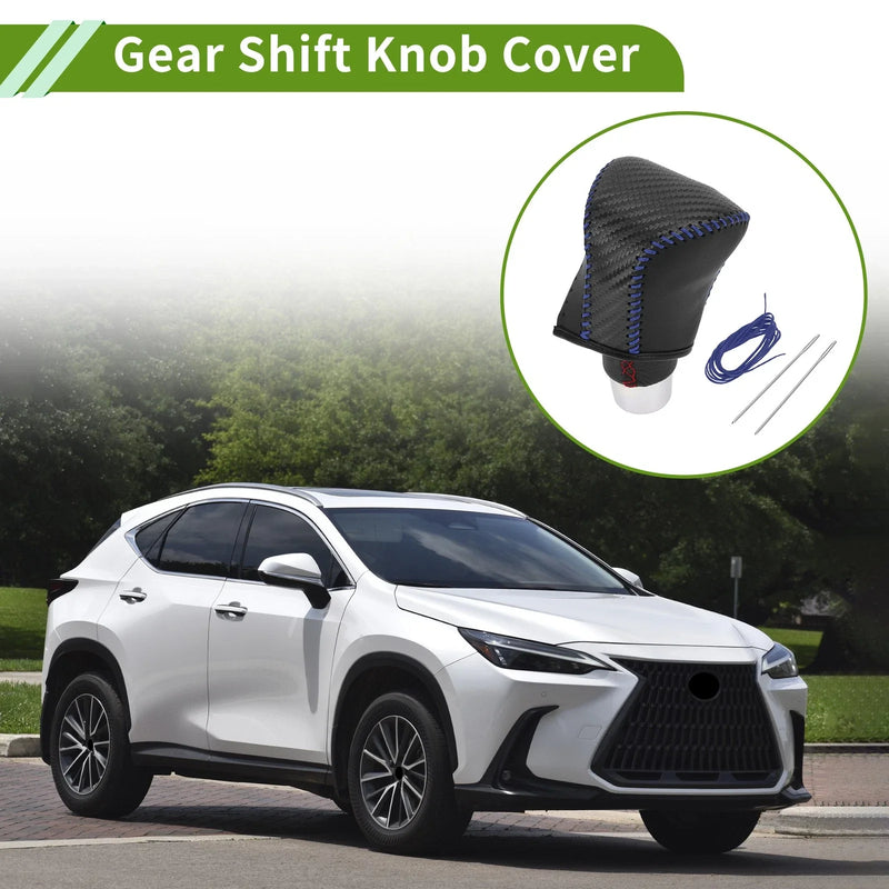 Lexus ES300h 2018-2023 Black Carbon Fiber Blue Gear Shift Knob Cover