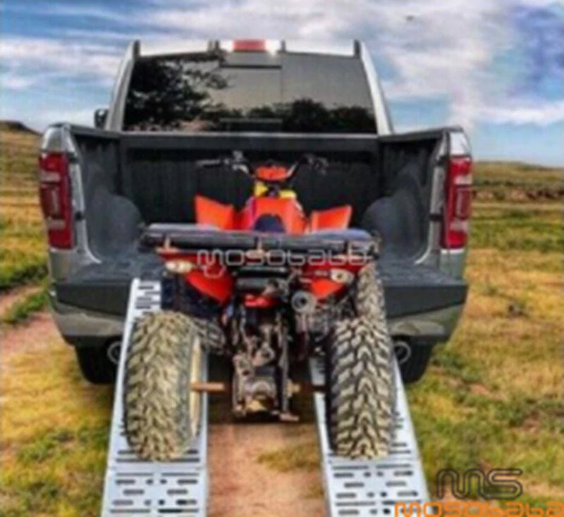 Motorcycle ATV UTV Lawn Mower Truck 7.5 ft Aluminum Foldable Loading Ramp