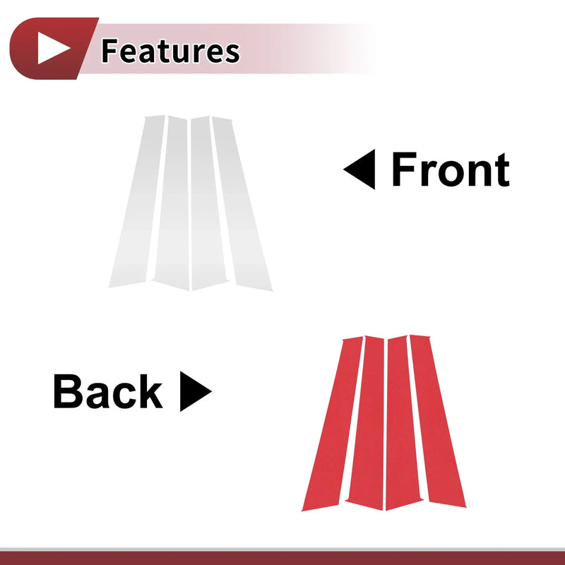 Peugeot 307 Silver Tone 4 x Door Pillar Window Trim (2004-2013)