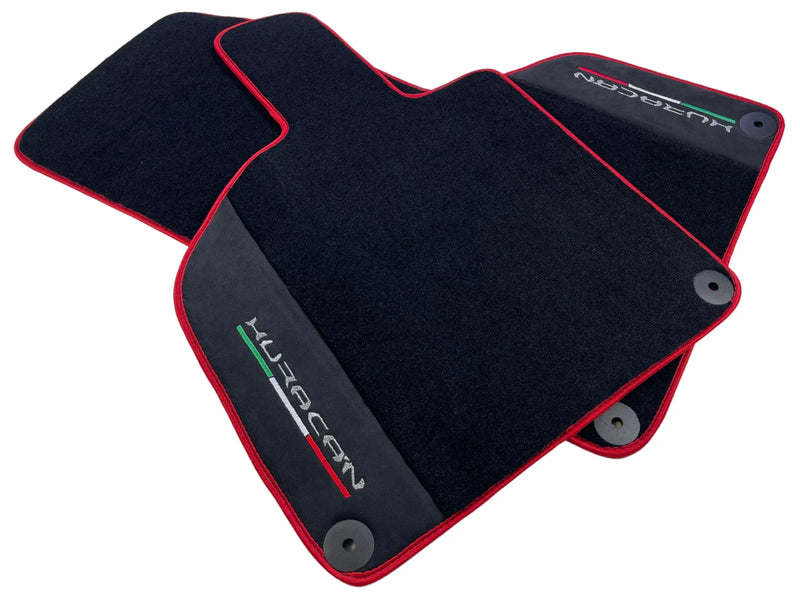 Lamborghini Huracan with Alcantara Leather & Red Trim Black Floor Mats