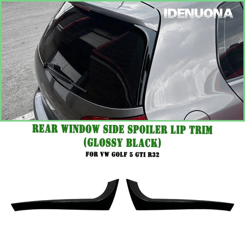 VW Golf 5 GTI R32 2 x Gloss Black Rear Window Spoiler Trim (2003-2009)