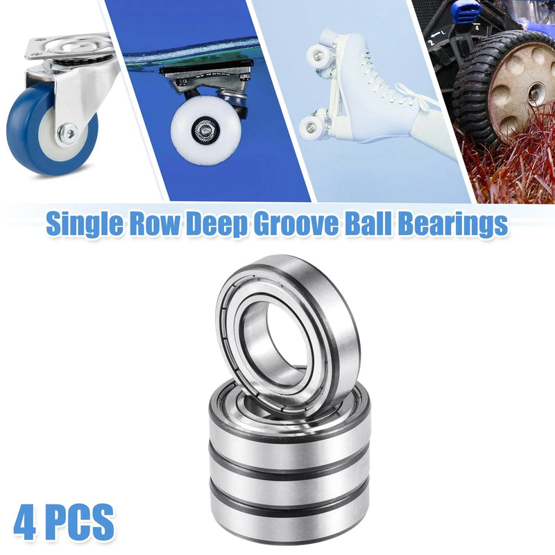 Car 4pcs 25x47x12mm Car Single Row Deep Groove Ball Bearings Silver Tone