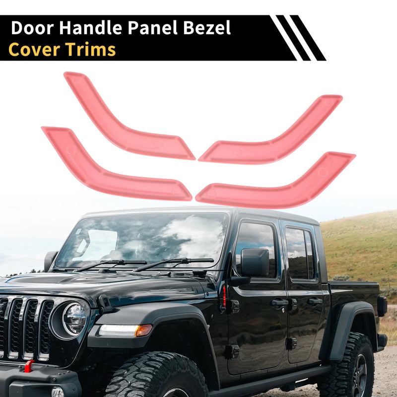 Jeep Wrangler Pink Front Rear Door Handle Panel Bezel Cover Trims (2007-2023)