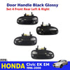 Outer Door Handle Set 4 Black Gloss Fits Honda Civic EK EM 4D Sedan 1996-00 D05