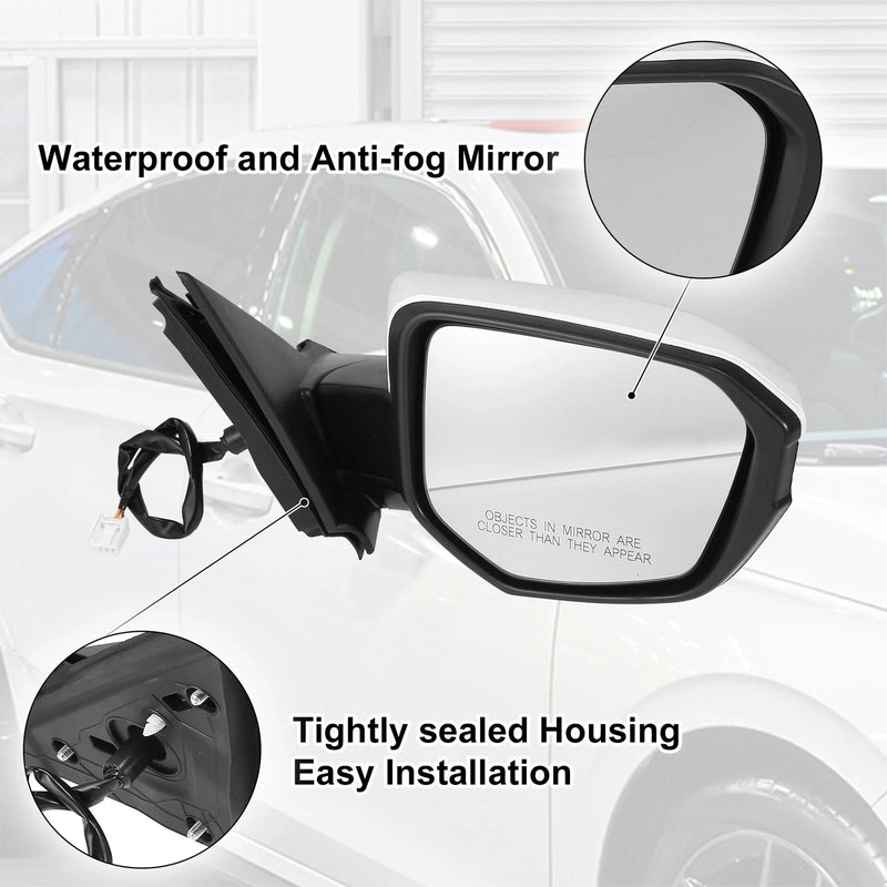 Honda Civic 3 Pin Right Side Exterior Door Mirror Assembly White (2016-2021)