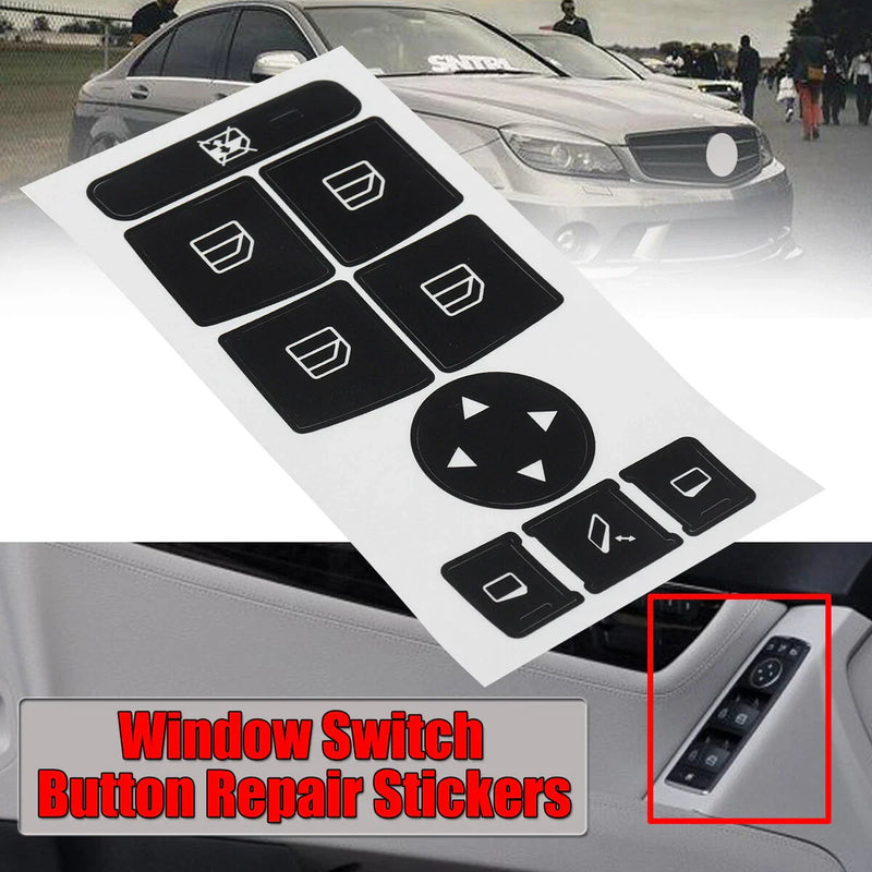 Mercedes Benz Black Window Switch Button Sticker Decal (2007–2014)